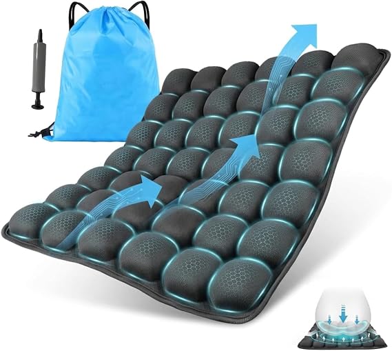 Inflatable Seat Cushions for Travel,42 Cells Ultra Withstand Weights and Non-Slip, Pressure Relief Seat Cushion for Airplane, Car, Wheelchair,Office Chairs, Pain Relief for Tailbone, Back, Sciatica
