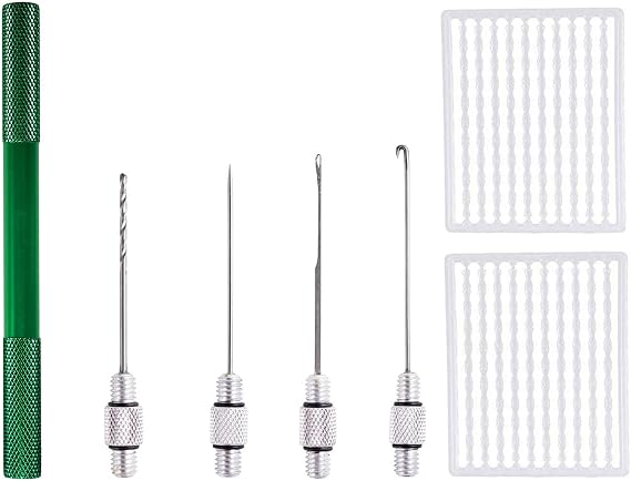 Fishing Bait Needle Baiting Tool for Hair Rig | 5-in-1 Set Carp Coarse Fishing Tackle Kit, Non-slip Aluminum Handle, 200pcs Boilies Stops