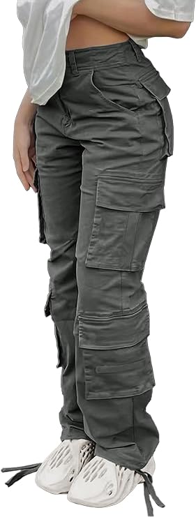 Cargo Pants for Women High Waisted Baggy Wide Leg Stretchy Y2K Streetwear Black Cargo Pants Women with Pockets