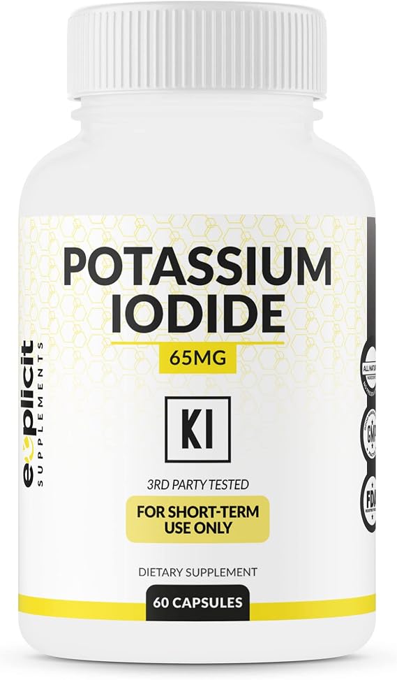 Potassium Iodide 65mg Dose - 60 Servings - Thyroid Support & Defense