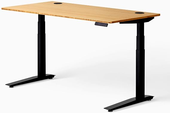 Jarvis Standing Desk Bamboo Top - Electric Adjustable Height Sit Stand Desk - 3-Stage Extended Range Frame with Memory Preset Handset Controller by Fully (Black, 42 x 24)