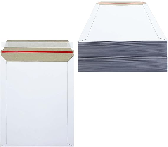 80 Pack 810 inch Document Rigid Mailers, Self Seal Cardboard Envelopes | White Shipping Envelopes, Stay Flat Mailers, Photos, Pictures, CD, Trading Card, Invitation, Stamps, Office Mailing Supplies
