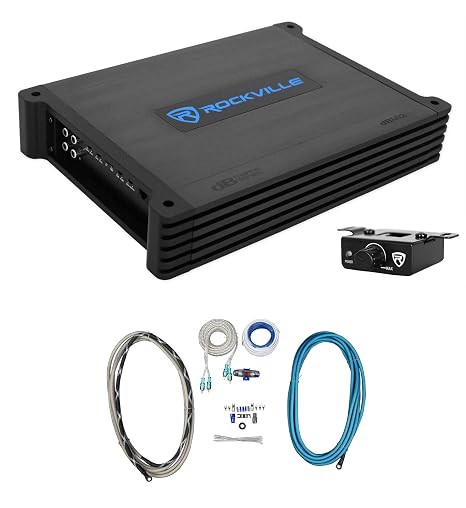 Rockville dBM12 2000W 2-Ohm Marine Boat Mono Amplifier with RMWK4 Amp Kit