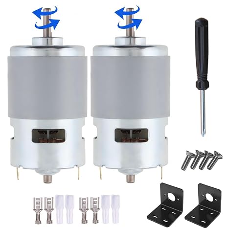 775 DC Motor DC 12V - 24V Max 12000 RPM Ball Bearing Large Torque High Power Low Noise Gear Motor Electronic Component Motor 2-Pack(with Bracket)