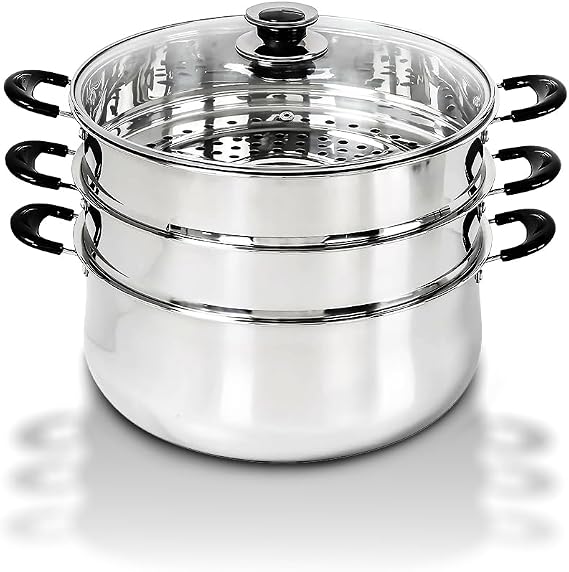 Concord 30 CM Stainless Steel 3 Tier Steamer Pot Steaming Cookware - Triply Bottom