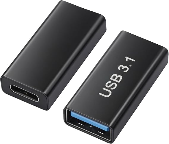 USB A Female to USB C Female Adapter[2 Pack], Maximum 100W Quick Charge and 10Gb High-Speed Data Transmission, Type C Adapter for Laptop,Smartphone Compatible with iOS,Android(U31_FA2FC)