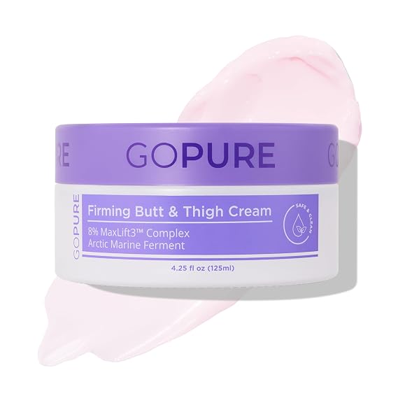 goPure Firming Butt & Thigh Cream - Skin Tightening Cream for Body with 8% MaxLift3 Complex - Visibly Smooths Stretch Marks - Cellulite Cream & Crepe Solution - Hydrating Barrier - Clinically Tested