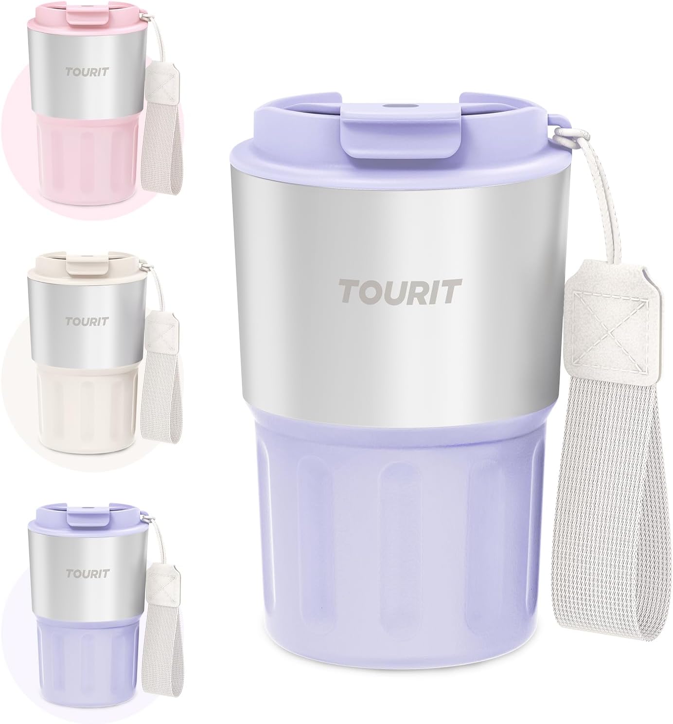 TOURIT 16 oz Travel Coffee Mug Spill-Proof, Insulated Stainless Steel Coffee Mug with Lid & Silicone Sea, Double Wall Vacuum Travel Coffee Tumblers, Cup Holder Friendly Reusable Thermos-Black
