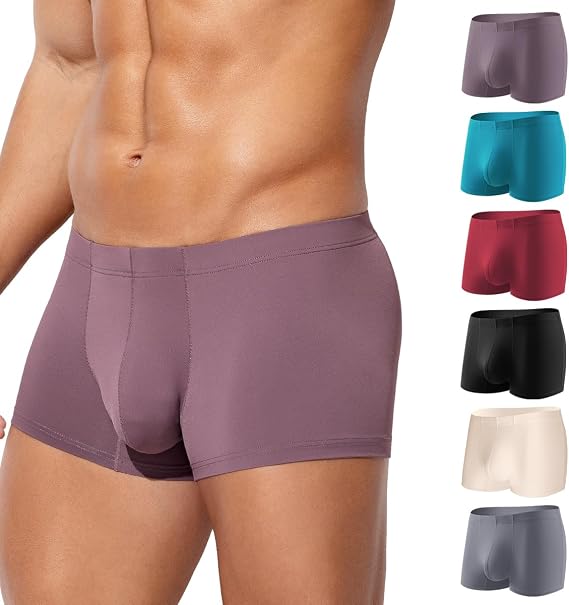 Arjen Kroos Men's Boxer Briefs, Sexy Silky Breathable Ice Silk Mens Trunks Underwear, Underwear for Men 6 Pack