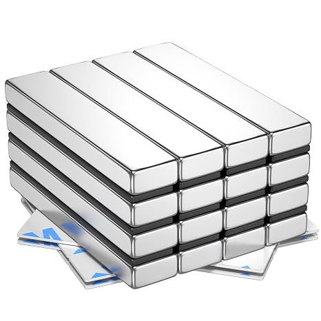 Strong Rare Earth Neodymium Magnets Bar,1.97x0.4x0.2 inch Heavy Duty Magnets with Double-Sided Adhesive for Bathroom Fridge, Scientific, Shower Door, Office etc. Park of 16.
