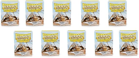10 Packs Dragon Shield Matte Ivory Standard Size 100 ct Card Sleeves Display Case