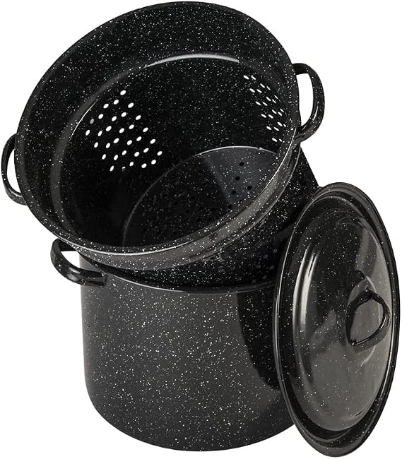 Granite Ware Steamer Pot, 7.5 Qt - Speckled Black, Set of 3