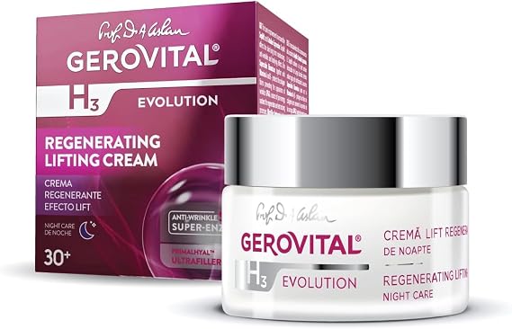 Gerovital Evolution Regenerating Lifting Night Cream with Superoxide Dismutase SOD and Ultrafiller Hyaluronic Acid, 50 ml - Crema de Noche Antiarrugas Reafirmante para Rostro, Anti Wrinkle Face Cream