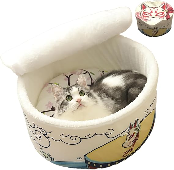 Cat Beds for Indoor with Anti-Slip Bottom, Cat Cave Bed, Hideaway Warm Comfortable, Kitty Caves & Houses for Multi Small Pet Large Kitty, Puppies, Rabbits (Masks, M)