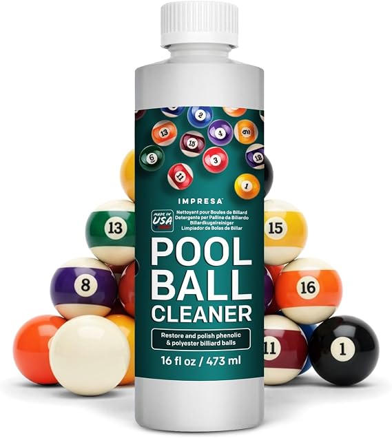 Pool Ball Cleaner & Polisher 16oz 3-in-1 Formula Cleans, Restores & Protects Billiard Balls Removes Chalk, Dirt & Stains Enhances Shine & Accuracy Safe for Phenolic Balls Made in USA