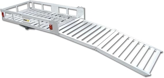 MaxxHaul 70275 Aluminum Hitch Mount Wheelchair/Mobility Carrier 53.5" x 29.75" Cargo Basket with Folding 60" Ramp Fits 2" Class III/IV Receiver 500 lb Capacity for Trucks, SUVs, Vans, and RVs