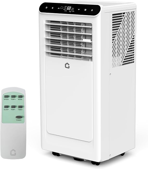 Portable Air Conditioners 8000 BTU, Quiet 3 in-1 Portable AC Unit with Remote Control, Dehumidifier and Timer, Energy Efficient Air Conditioner for Home and Office Spaces, White & Black