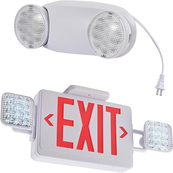 exit Signs with Emergency Lights,Plug in Emergency Exit Sign with Lights Battery Backup for Business