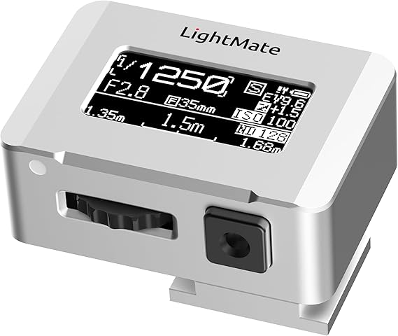 LightMate Lite 2R Light Meter, 30FOV High Precision Ambient Light Digital Exposure Meter, 0.96in Large OLED Screen, Ultra-Compact 1.24oz, Rechargeable 20H Battery Life, for Film Leica Cameras, Sliver