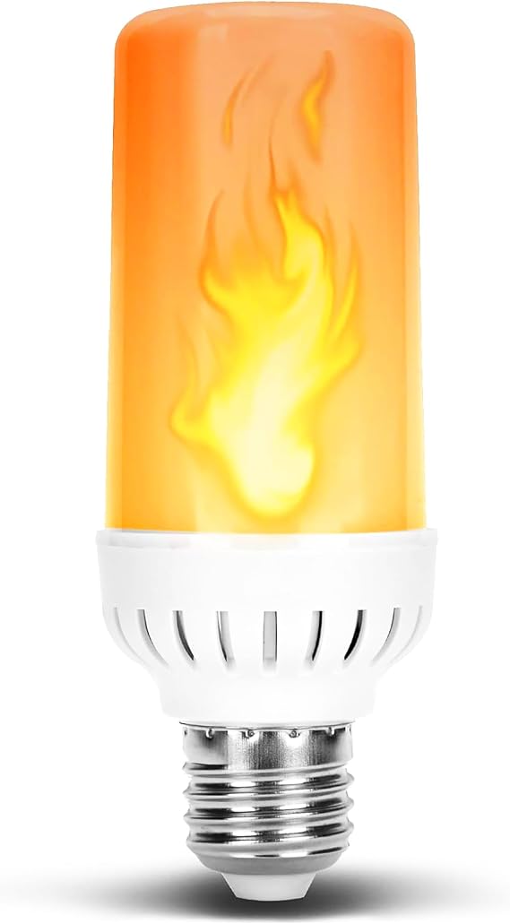 12Vmonster Flame Flickering Glowing Amber Fire Effect LED Light Bulb in E26 Medium Edison Screw Base DC 12 Volt Landscaping Low Voltage Lighting for Home Landscape Outdoor Battery System 4W
