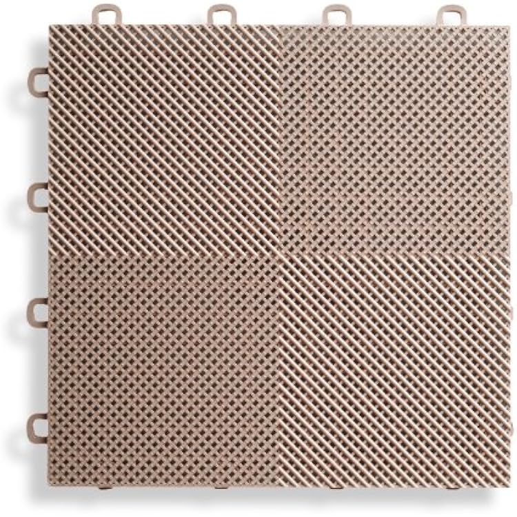 B2US5130 Deck and Patio Flooring Interlocking Tiles Perforated Pack, Beige, 30-Pack