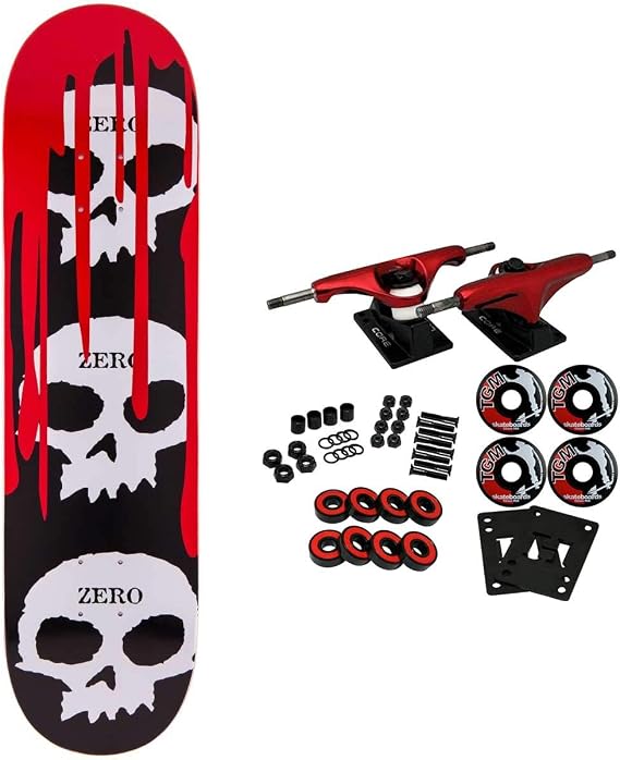 Zero Skateboard Complete 3 Skulls with Blood 8.25"