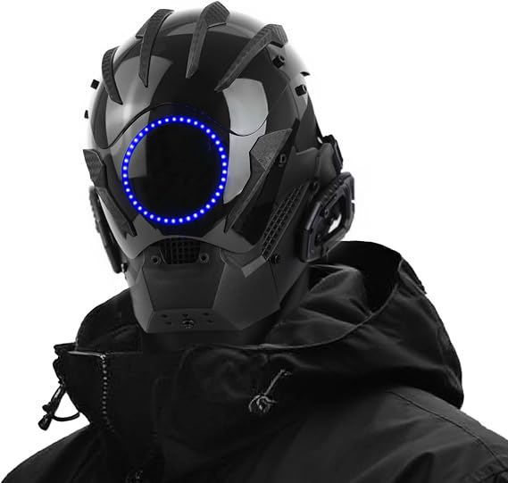 Marikito Punk LED Mask, Futuristic Techwear Mask for Cosplay Festivals