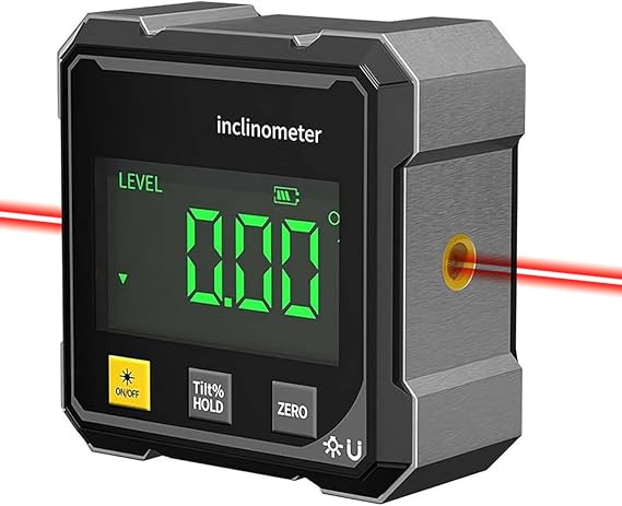 Digital Laser Angle Finder inclinometer, Protractor Tool, 490 High Accuracy, Large LED Display, Magnetic Base, USB Rechargeable, for Woodworking, Metalworking, Construction & DIY