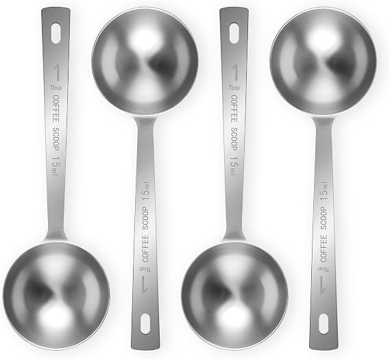 Flezoo 4Pcs 1 Tbsp 15ml Stainless Steel Long Handle Coffee Measuring Scoop