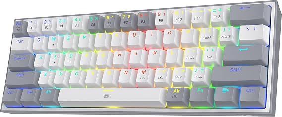 Redragon K617 Gaming Keyboard RGB Wired 60% Compact Mechanical Keyboard 61 Keys Red Linear Switch Support Pro Driver