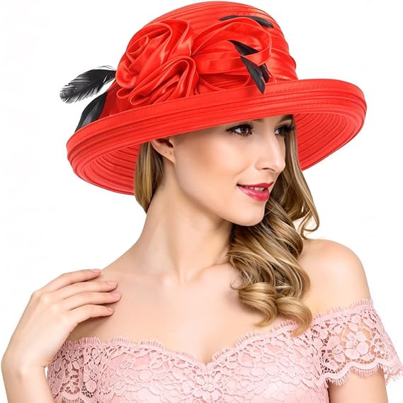Lady Church Derby Dress Cloche Hat Fascinator Floral Tea Party Wedding Bucket Hat S051