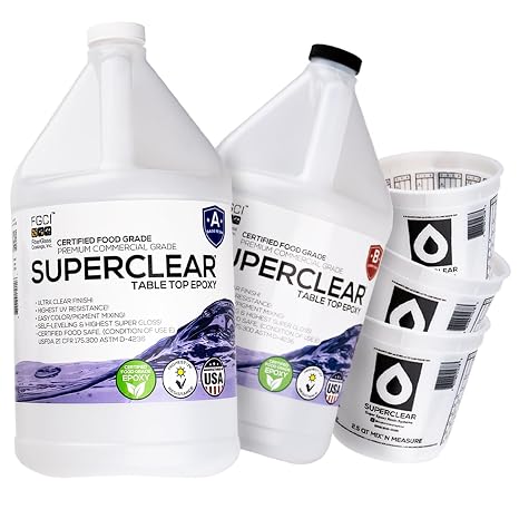 Superclear Table Top Epoxy Resin 2 Gallon Cup Kit, Crystal Clear 1:1 Coat