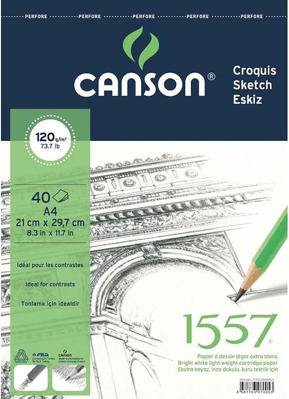 Canson 1557 Painting and Drawing Block 120Gr A4 40Yp Top Spiral Picture Book