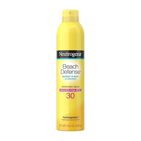 Neutrogena Beach Defense SPF 30 Sunscreen Spray, Broad Spectrum, Lightweight & Fast Absorbing, Oxybenzone & Octinoxate Free, Hawaii Act 104 Compliant Face & Body Sunscreen, 8.5 oz