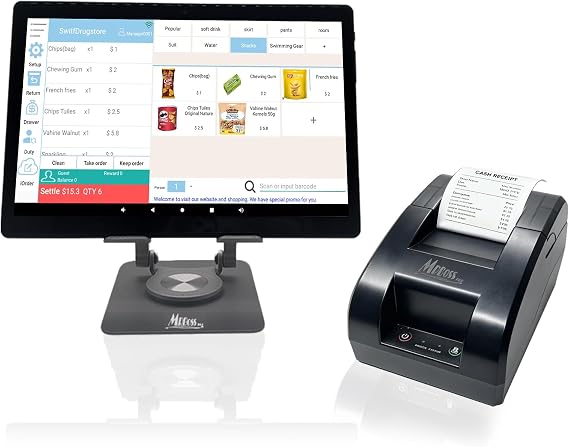 Mobile POS Cash Register 10.1 Tablet 2 Receipt Printer Lifetime Software app for Small Business Restaurant Retail Grocery Convenience Mobile Food Dining car Bubble Tea Coffee Shop Beverage Bakery