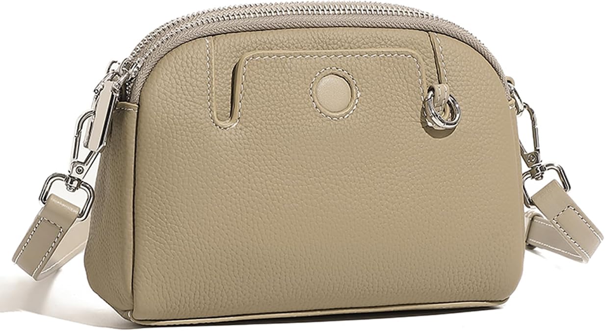 MFFOR Genuine Leather Small Crossbody Bags, Purses for Women | 7.1*2.4*5.5inch, Cell phone shoulder purses, Zipper closure, Adjustable strap, Lightweight