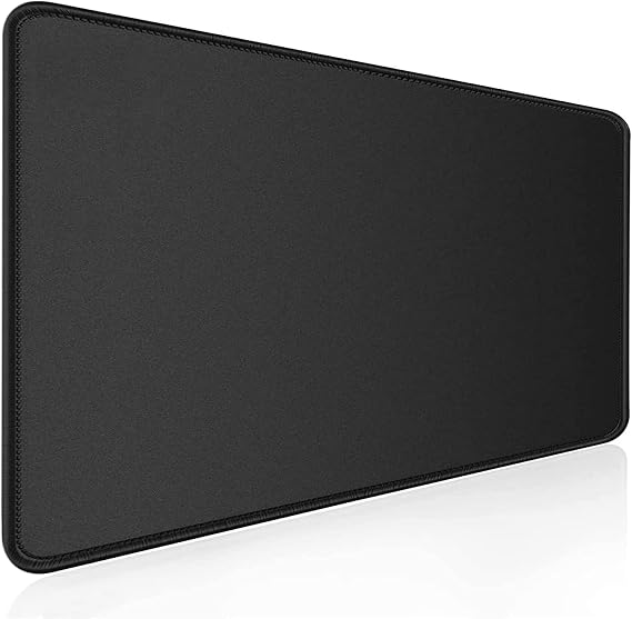 Klasse Classic Mouse Pad, Dikişli Kenar, Kaymaz Taban, Büyük Boy Pürüzsüz Yüzey, Baskısız Ofis Tipi Masa Koruyucu, Ergonomik Mouse Ped (90x40 cm - XX Large, Siyah)