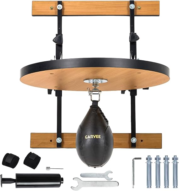 GarveeTech Speed Bag Platform for Boxing Punching Practice with 24 Inch Width Board,Height Adjustable Mount 360 Degree Swivel and Includes Speed Bag Air Pump