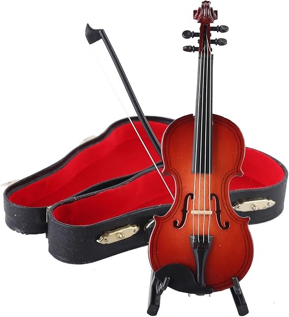Miniature Musical Instruments Decor Mini Musical Instrument Handmade Violin Model Ornaments Creative Model Ornaments Furniture Accessories(4cm)