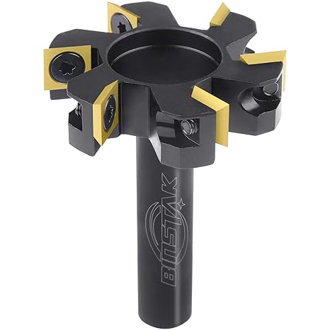 CNC Spoilboard Surfacing Router Bit, 1/2" Shank 2" Cutting Diameter, 6 Wings Carbide Insert Slab Flattening Router Bits Wood Planing Planer Bit