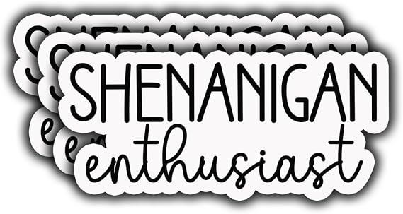 (3 pcs) Shenanigan Enthusiast Sarcastic Sticker for Tumbler, Funny Sarcastic Quote Vinyl Decal for Kindle Laptop Water Bottle Phone Hard Hat - 3x1.5