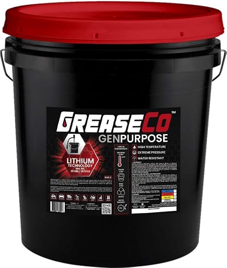 General Purpose Lithium Grease Bucket Pail | Tractor | Trailer Axle | Farm Jack | Winch | Motorcycle | Mower | Precast Concrete | Bearing | Garage Door | Amber | 5 Gallon | 35 LB | NLGI 2 | GenPurpose