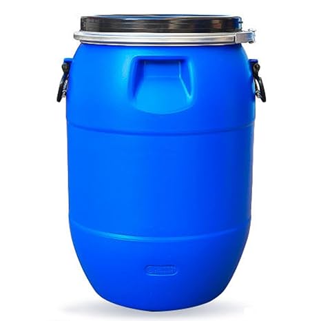 Water Storage Barrel,Plastic Storage Drums with Lid,Rain Barrel Alternative,Blue Open Top Barrel Drum Keg Latch Ring,Shipping Barrels,Air Tight for Water,Storage,Overseas(30L)