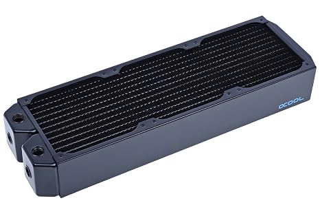 Alphacool Neos UT60 Full Copper Radiator, 420mm, Triple Fan, Black | Full Copper Construction (Fins, Channels, Chambers), 60mm Thick, 140mm Fan Spacing, G1/4 Ports, G1/4 De-Aeration Plug
