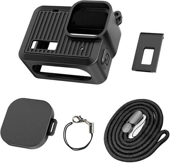 Silicone Protective Case for Gopro Hero 4K, Accessories Kit Bundle Including Sleeve Case, Battery Side Cover, Lens Guard Cap and Lanyards, Compatible