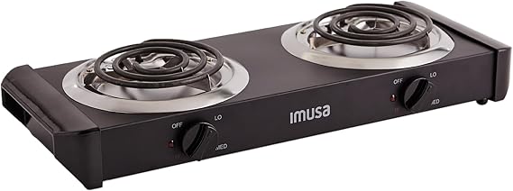 IMUSA USA GAU-80306 Electric Double Burner 1750-Watts , Black