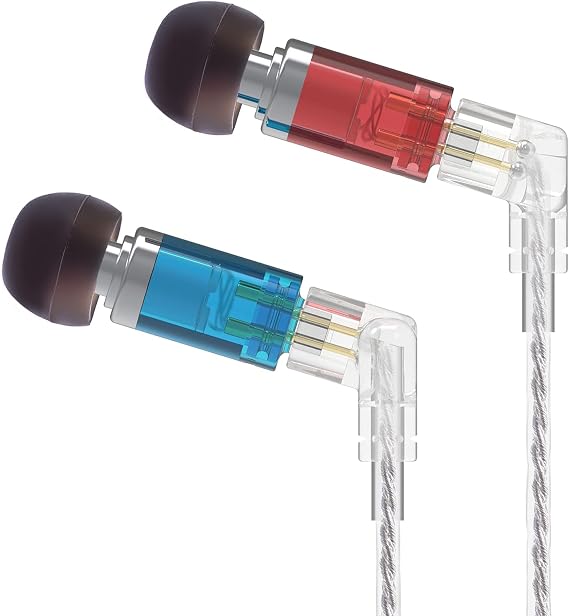 Kinboofi KBEAR NEON in Ear Monitors,Knowles 29689 Full Frequency BA HiFi Wired Headphone Earbuds,BA UV-Curing Resin Cavity Noise Cancelling Earphone Earbud for Audiophile(No Microphone,Red-Blue)...