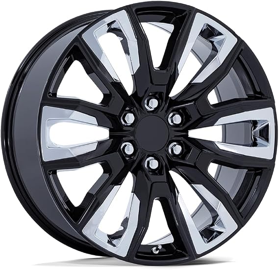 Replica 225BP 22x9 6x5.5" +28mm Black/Chrome Wheel Rim 22" Inch