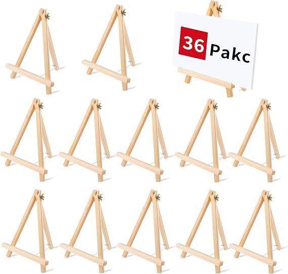 36 PCS 9 Inches Tabletop Easels,Wood Easels, Easel Stand for Painting Canvases, Art, and Crafts, Tripod, Painting Party Easel, Tabletop Easels for Painting, Portable Canvas Photo Picture Sign Holder