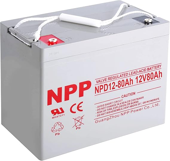 NPP 12V 80Ah AGM Deep Cycle Battery, Group 24 Rechargeable AGM SLA Replacement, T14 Terminals for UPS Backup, Home Security, Sump Pump, Off-Grid Solar, RV, Wheelchair, Trolling Motor